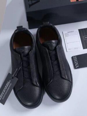 [제냐] 트리플 스티치 가죽 스니커즈