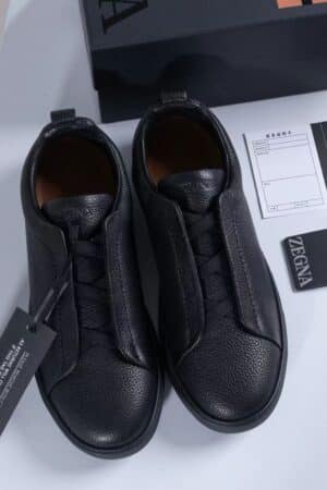 [제냐] 트리플 스티치 가죽 스니커즈