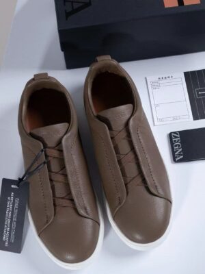 [제냐] 트리플 스티치 가죽 스니커즈