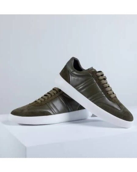 [브리오니] 스웨이드 트리밍 가죽 스니커즈