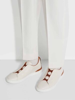 [제냐] 트리플 스티치 가죽 스니커즈