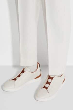 [제냐] 트리플 스티치 가죽 스니커즈