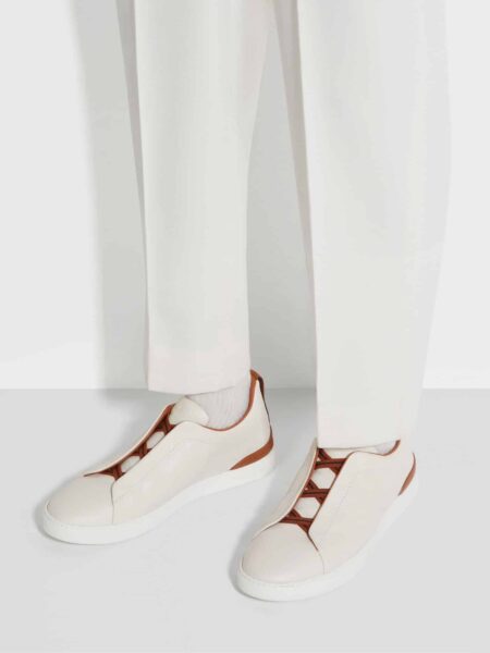 [제냐] 트리플 스티치 가죽 스니커즈