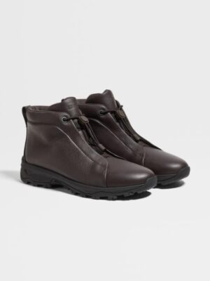 [제냐] 다크 브라운 가죽 트리플 스티치™ 베타 스니커즈