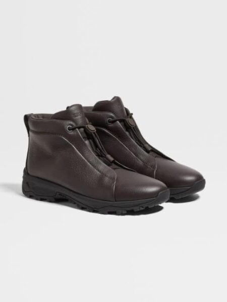 [제냐] 다크 브라운 가죽 트리플 스티치™ 베타 스니커즈