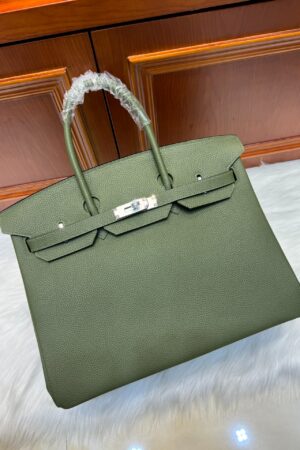 [에르메스] 버킨 35cm Clemence/ Vert Olive - Silver