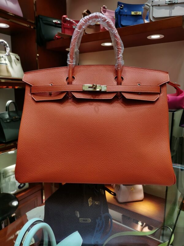 [에르메스] 버킨 40cm Taurillon Clemence/ Orange - Gold