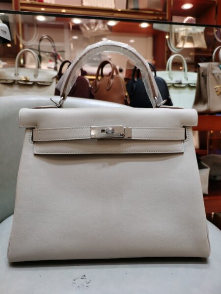 [에르메스] 켈리 28cm Swift/ Gris Perle - Silver