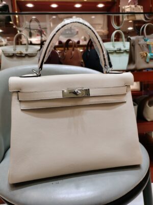 [에르메스] 켈리 32cm Swift/ Nata - Silver