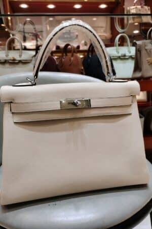 [에르메스] 켈리 32cm Swift/ Nata - Silver