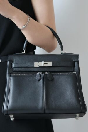 [에르메스] 켈리 Lakis 28cm Swift/ Noir - Silver