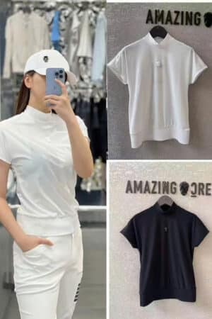 [어메이징크리] AD2 하이넥 숏 슬리브 티셔츠 (2 COLORS)