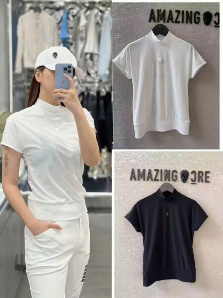[어메이징크리] AD2 하이넥 숏 슬리브 티셔츠 (2 COLORS)