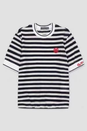 [지포어] 메쉬 스트라이프 라운드 티셔츠 (2 COLORS)