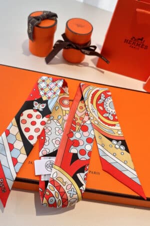 [에르메스] 클래식 모티브 100% 천연 실크 트윌리 (Twilly) (5 COLOR)