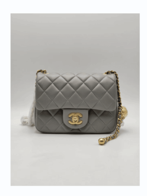 [샤넬] 클래식 플랩백 그레이 램스킨 골드볼 AS1786