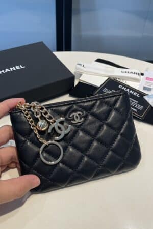 [샤넬] 램스킨 동전 카드지갑