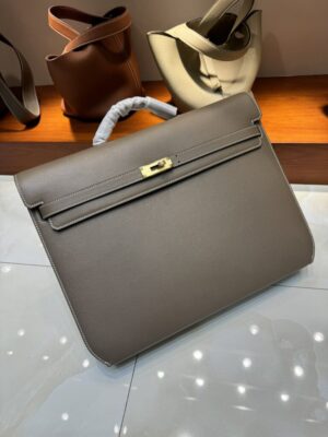 [에르메스] 켈리 Depeches 36cm Briefcase Epsom/ Etoupe - Gold