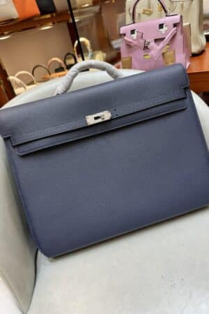[에르메스] 켈리 Depeches 36cm Briefcase Togo/ Bleu Saphir - Silver