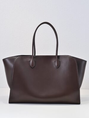 [더 로우] 말로(Marlo) 17 가죽 백 브라운-카프스킨 광택 새들 가죽 W1904L72BLAN