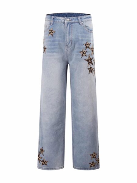 [크롬하츠] 레오파드 스타 패치 데님 바지