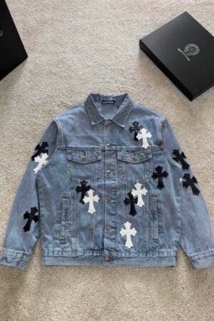 [크롬하츠] 블랙&화이트 크로스패치 데님 자켓 (2 COLORS)