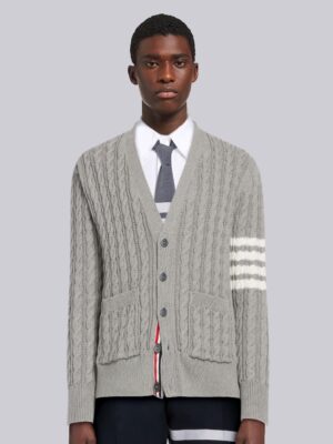 [톰브라운] 코튼 4-바 케이블 니트 브이넥 카디건 (3 COLORS)