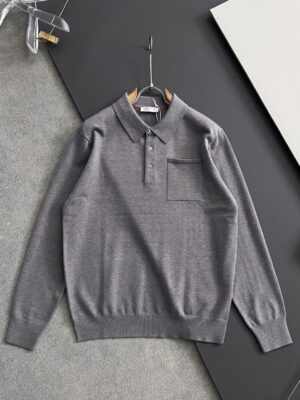 [브루넬로 쿠치넬리] 폴로 스타일 니트 스웨터 (4 COLORS)