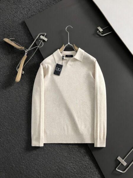 [제냐] 버튼리스 니트 폴로 셔츠