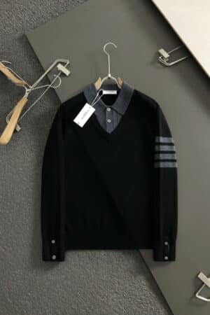 [톰브라운] 4-바 플라켓 폴로 니트 스웨터