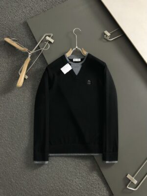 [브루넬로 쿠치넬리] 폭스 레이어드 브이넥 울 스웨터