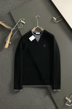 [브루넬로 쿠치넬리] 폭스 레이어드 브이넥 울 스웨터