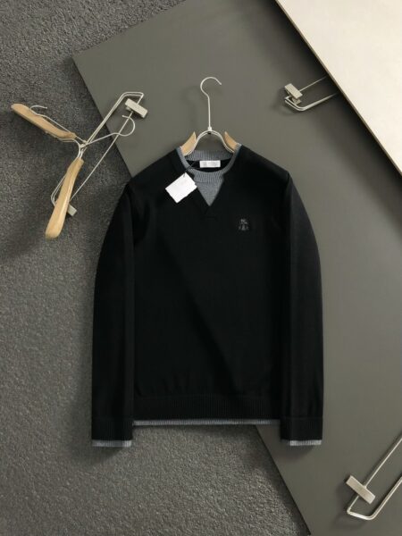 [브루넬로 쿠치넬리] 폭스 레이어드 브이넥 울 스웨터