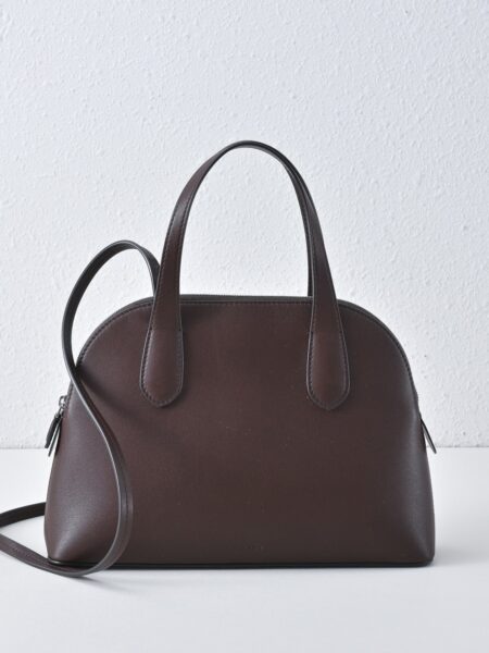 [더 로우] 미디엄 인그리드 가죽 백 / 딥 브라운