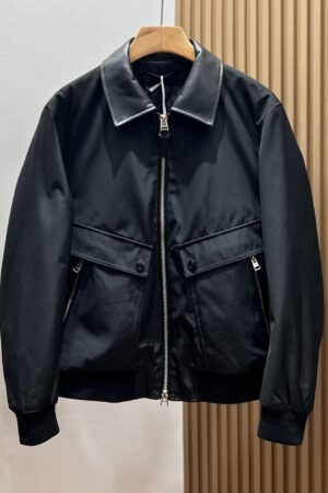 [톰포드] 나일론 레더 카라 봄버 자켓