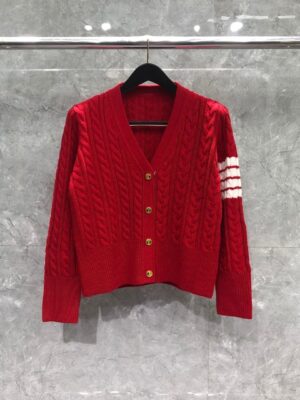 [톰브라운] 여성 4-바 케이블 스티치 숏 가디건