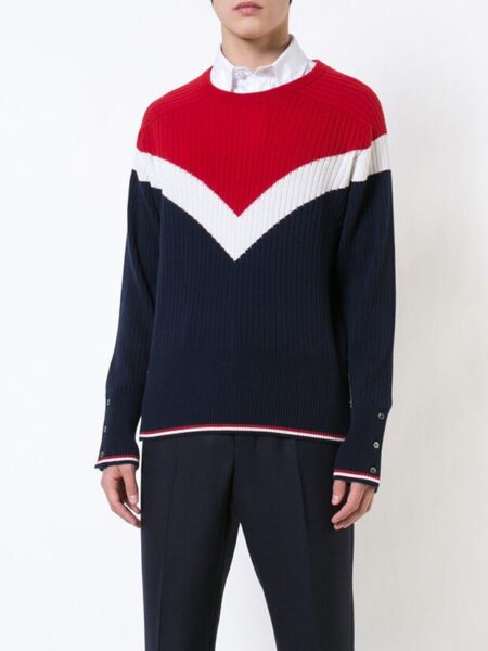 [톰브라운] 캐시미어 컬러 블록 패턴 풀오버