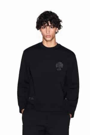 [크롬하츠] 크로스 레더 엠브로이드 혼방 스웻 셔츠 (2 COLORS)