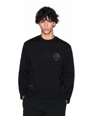 [크롬하츠] 크로스 레더 엠브로이드 혼방 스웻 셔츠 (2 COLORS)