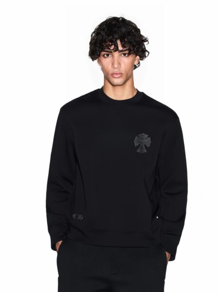 [크롬하츠] 크로스 레더 엠브로이드 혼방 스웻 셔츠 (2 COLORS)