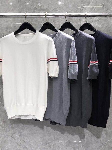 [톰브라운] 더블 슬리브 웨빙 라운드넥 숏 반팔티 (4 COLORS)