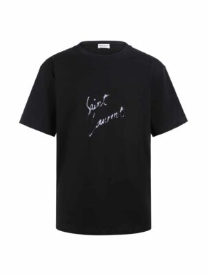 [생로랑] 시그니처 로고 프린트 코튼 티셔츠