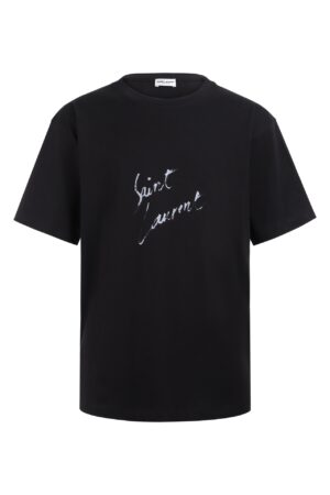 [생로랑] 시그니처 로고 프린트 코튼 티셔츠