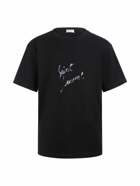 [생로랑] 시그니처 로고 프린트 코튼 티셔츠