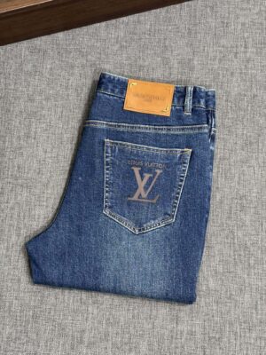 [루이비통] 모노그램 가죽 패치 슬림핏 청바지