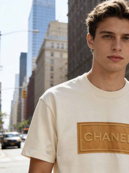 [샤넬] 직사각형 엠보싱 로고 티셔츠