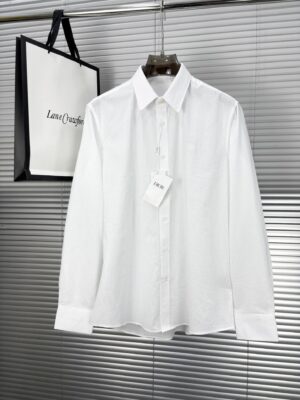 [디올] 남성 화이트 시어서커 로고 셔츠