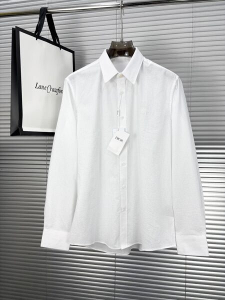 [디올] 남성 화이트 시어서커 로고 셔츠