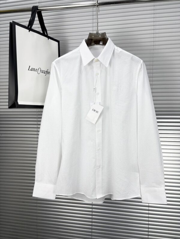 [디올] 남성 화이트 시어서커 로고 셔츠