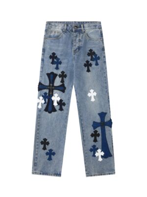 [크롬하츠] 크로스 패치 워싱 데님 팬츠